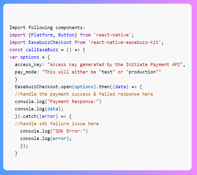 SDK configuration